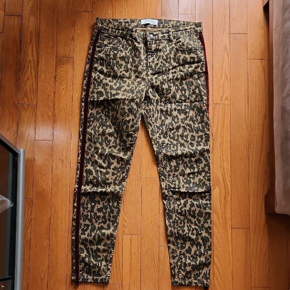 Zara Woman Premium Leopard Print Jeans-Women's Size 10 - Picture 1 of 4